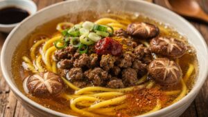Asiatische Nudelsuppe mit Hack: Wärmend und in 25 Minuten verzehrfertig