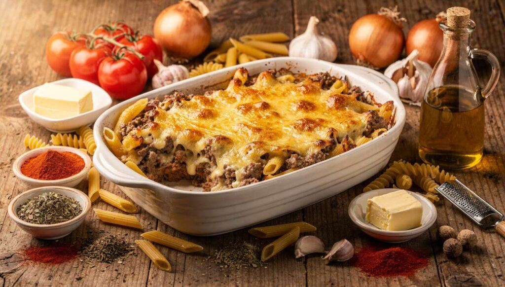 Schlemmergericht für den Feierabend: Hackfleisch-Nudelauflauf mit Béchamelsauce - simples Rezept