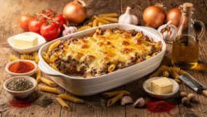 Schlemmergericht für den Feierabend: Hackfleisch-Nudelauflauf mit Béchamelsauce - simples Rezept