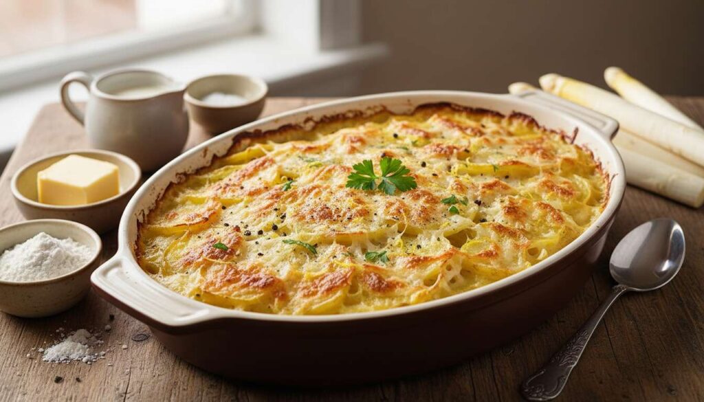 Spargel-Kartoffel-Auflauf: Cremig überbacken und perfekt für den Feierabend