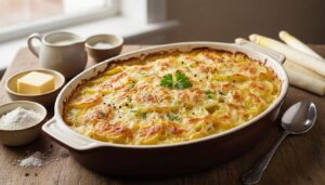 Spargel-Kartoffel-Auflauf: Cremig überbacken und perfekt für den Feierabend